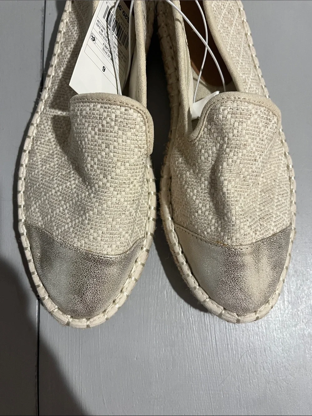 Universal Thread Cream Woven Espadrille Loafers with Metallic Toe